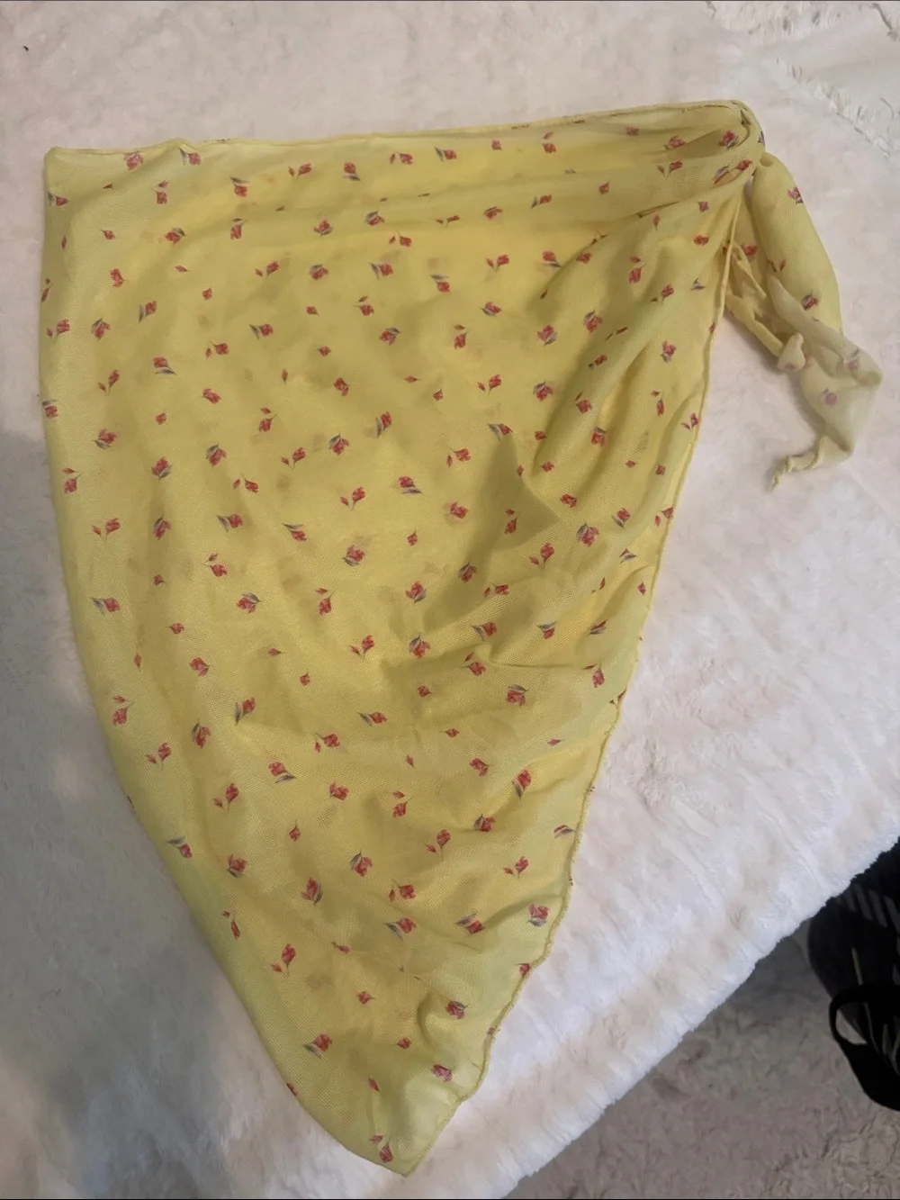 Yellow Floral Triangle Bikini Set with Matching Cover-Up